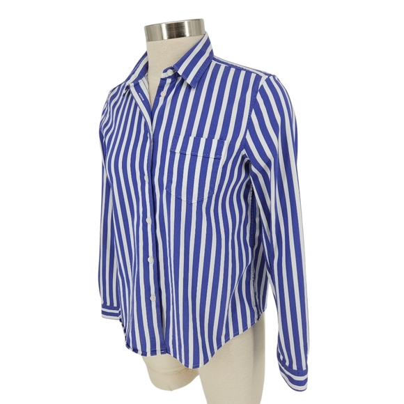 Banana Republic Quinn Fit Boy Shirt Blue Stripe Long Sleeve Button Collared XS - Picture 3 of 7